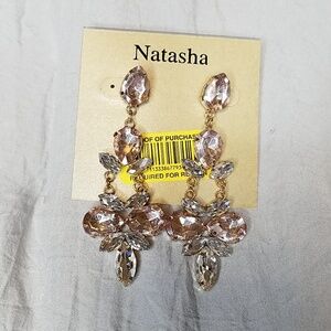 Dillards Drop Champagne And Stone Gold Earrings